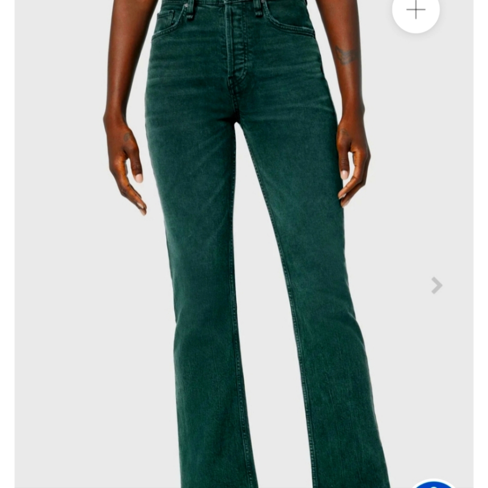 HUDSON 25x34 high rise bootcut dark green jeans